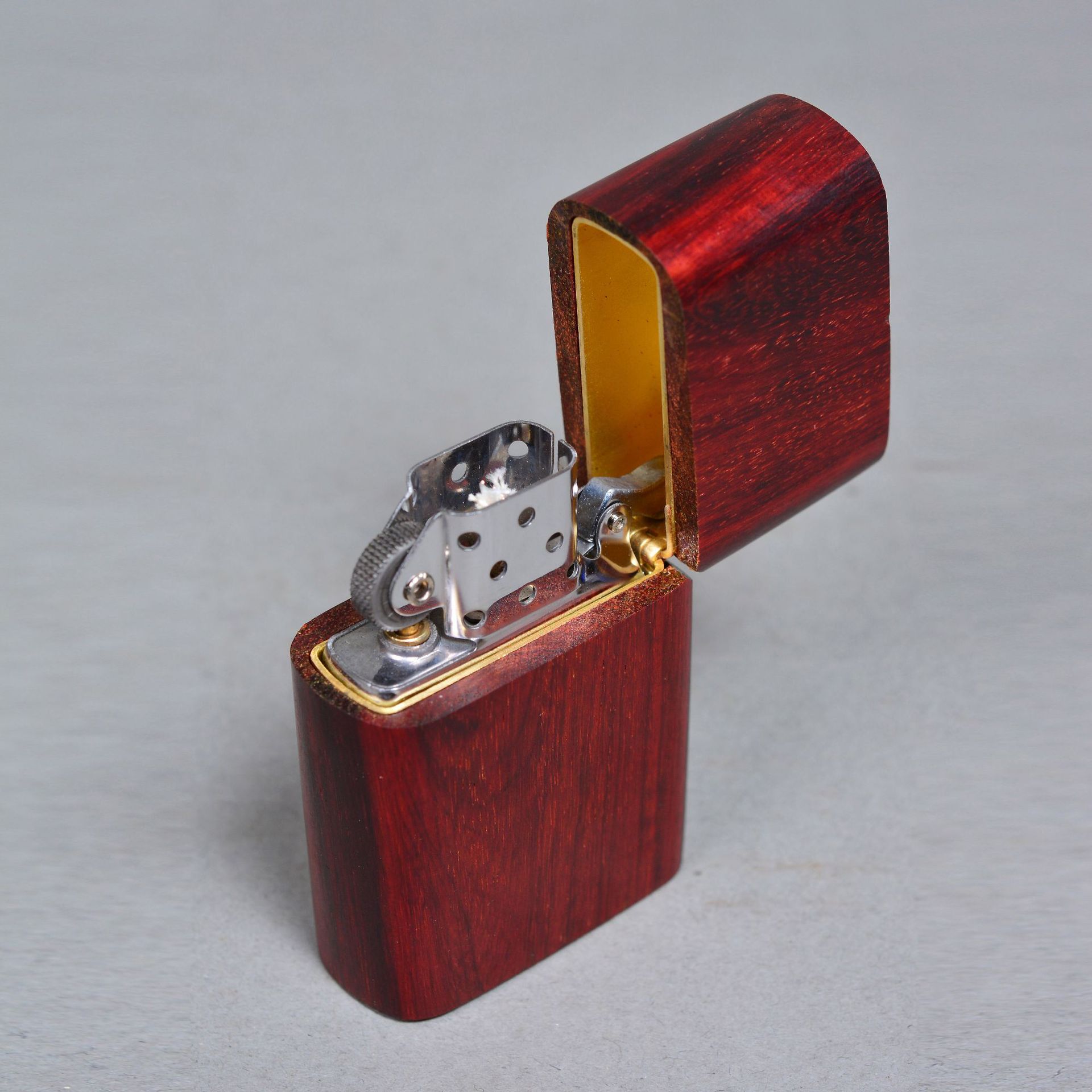 印度小叶紫檀手工木质打火机整料滑轮煤油创意砂轮式红木老料贵族