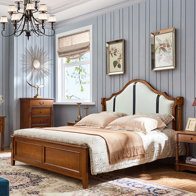 美佳乐实木床 美式全实木大床1.8米双人大床卧室家具1.5米婚床