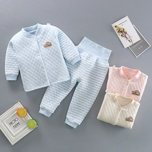 儿童三层夹棉高腰护肚裤宝宝保暖内衣套装婴儿加厚衣服