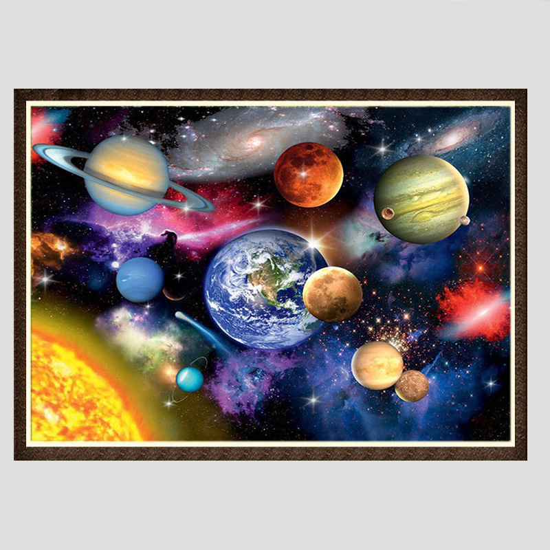 新款钻石画 地球贴钻十字绣满钻 装饰画速卖通