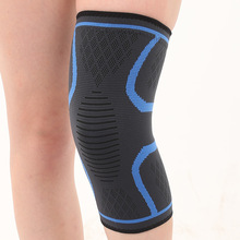 运动尼龙护膝 硅胶双波纹透气针织护膝 四季款运动护具 跨境