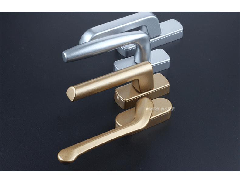 两点执手豪华铝合金窗五金配件 铝合金窗两点锁翻盖窗锁把厂家