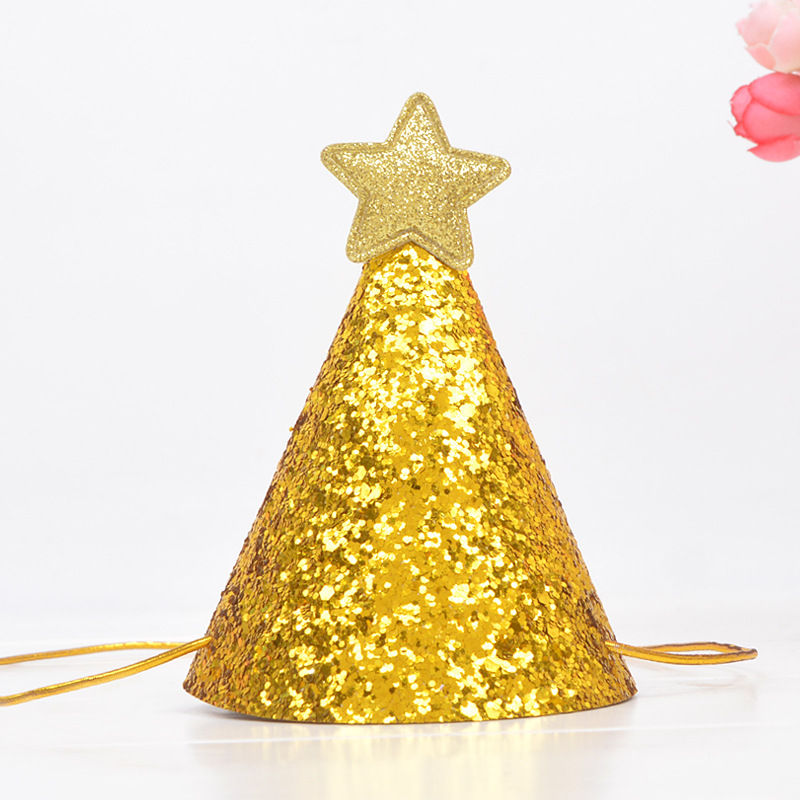 Shiny Gold Birthday Hat Sub XINGX Mini DIY Korean Style Hat Bright Gold Powder Hongqing Party Children Birthday Hat