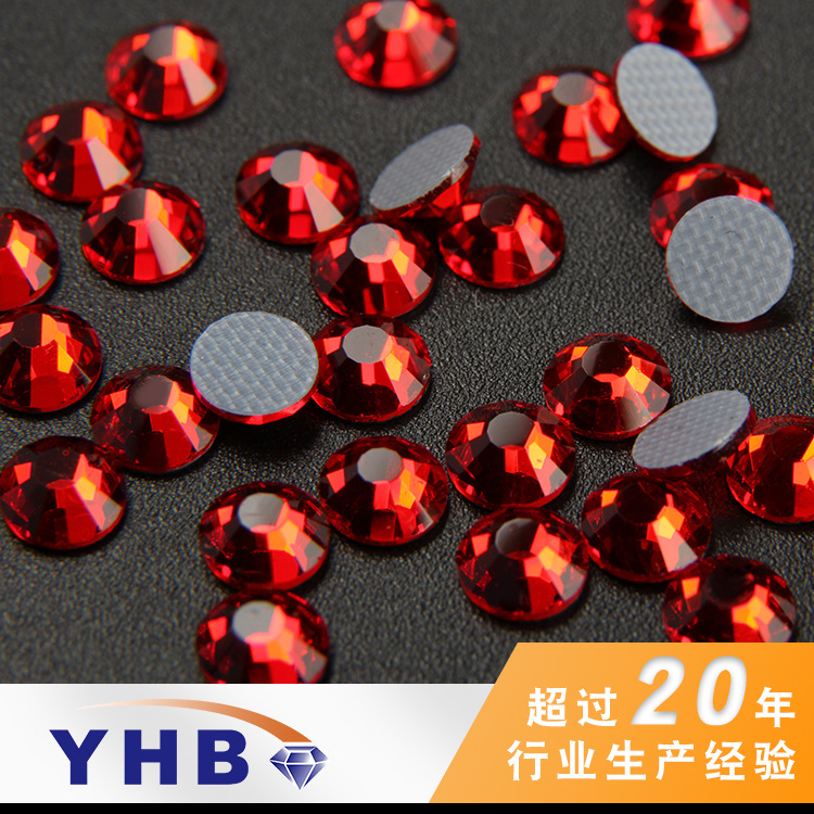 Factory Wholesale Textile Accessories Jeans Hot Drilling Light Red Glass Colorful Crystals SS4-40 Flat Glass a Crystal