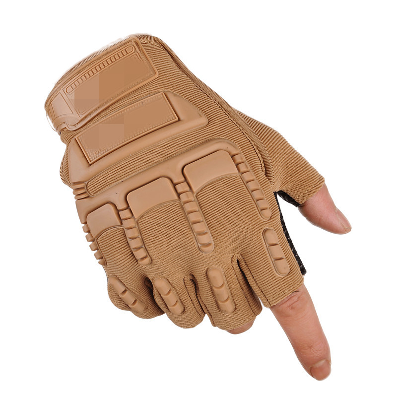 Military Fan Tactical Half Finger Gloves Men's Outdoor Non-Slip Wear-Resistant Special Forces Training Sports Biking Mountain Climbing Gloves Breathable