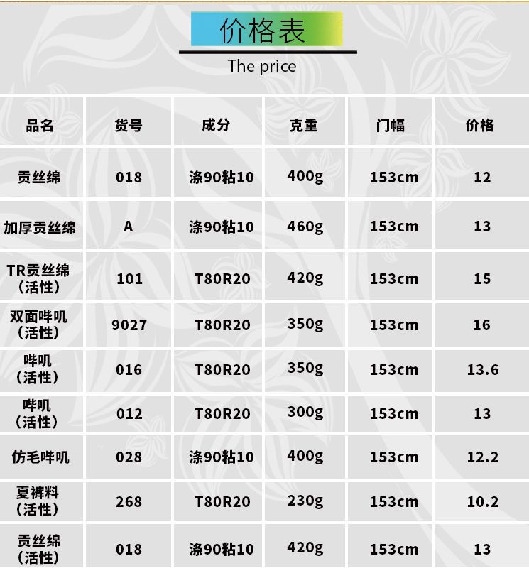 如新纺织,针织布,工装面料,工作服面料,裤料