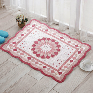 缝手工拼布纯棉地垫防滑客厅布艺田园卧室垫子进门入门地垫机洗