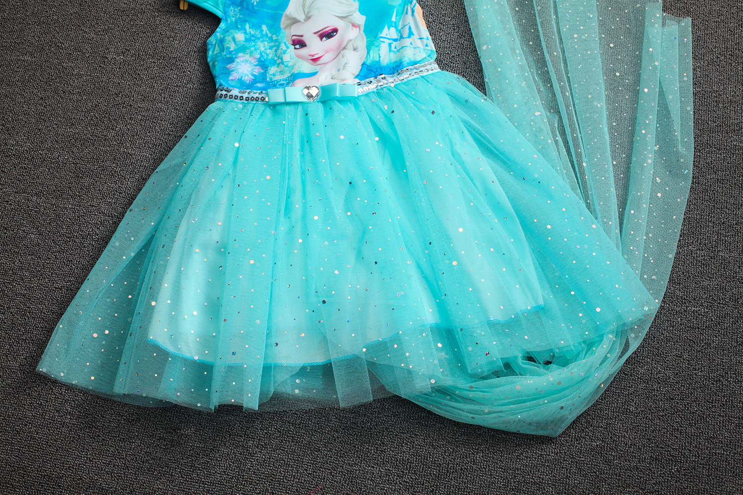 冰雪女王公主裙夏款艾莎儿童服装女连衣裙elsa爱莎裙纯棉短袖