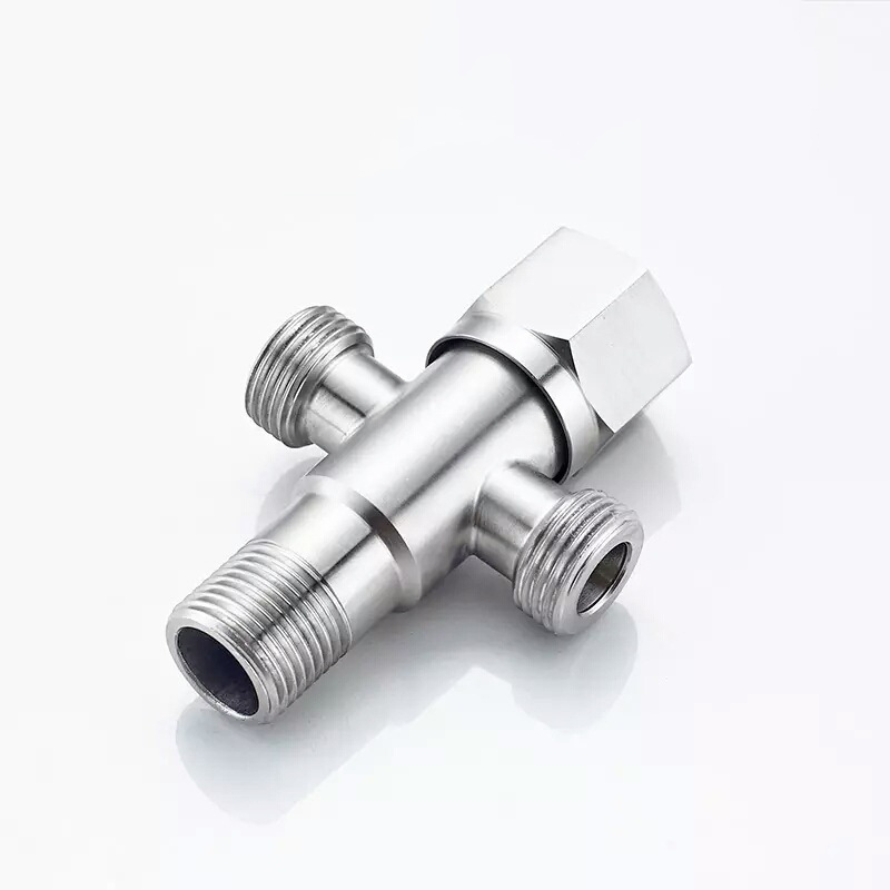 304不锈钢角阀一进二出加厚加长冷热通用角伐全铜三角阀冷热水伐