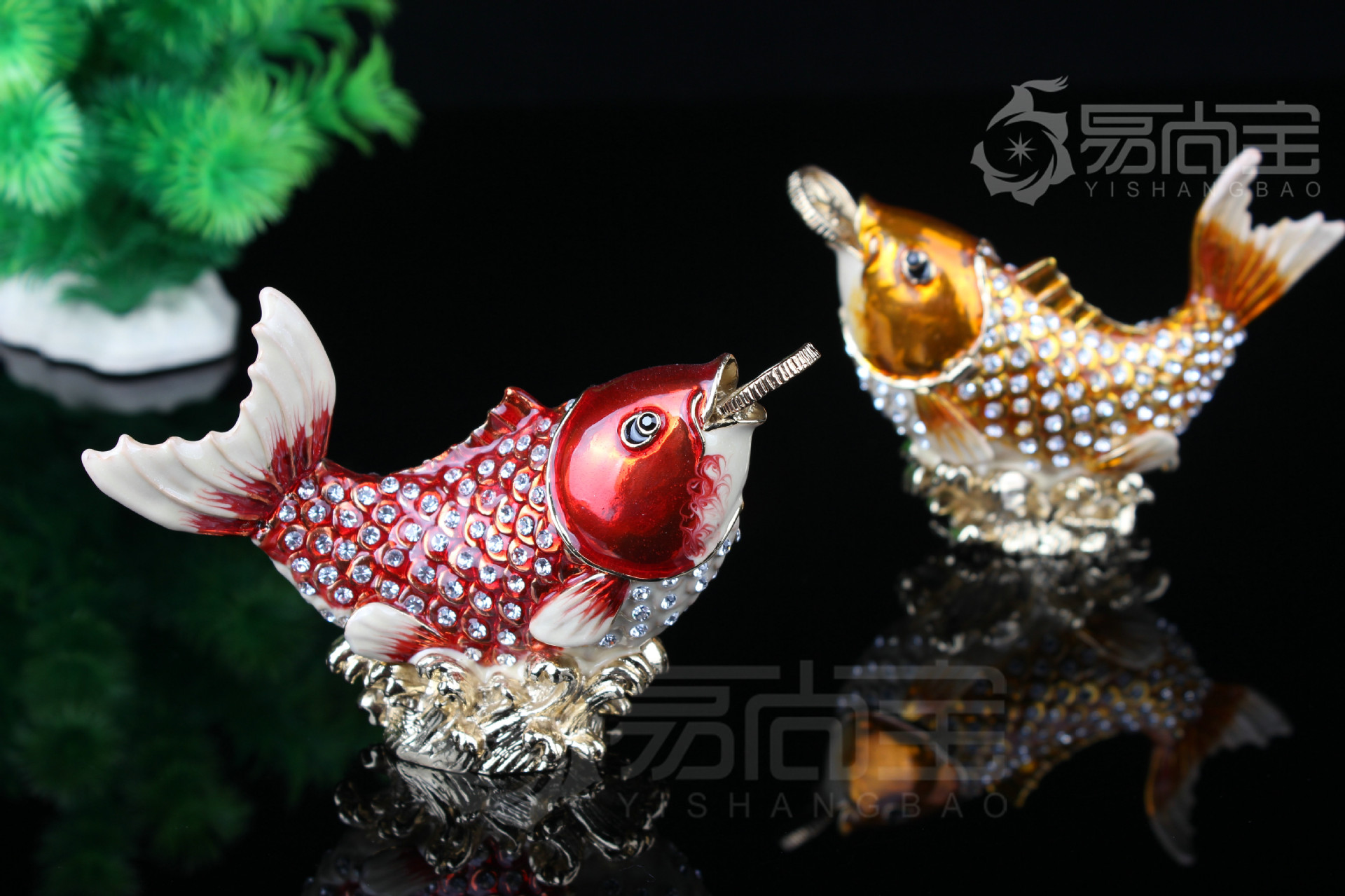 吐钱金鱼 风水鱼合金珐琅彩手工彩绘镶 家居摆件小礼品ab262-186