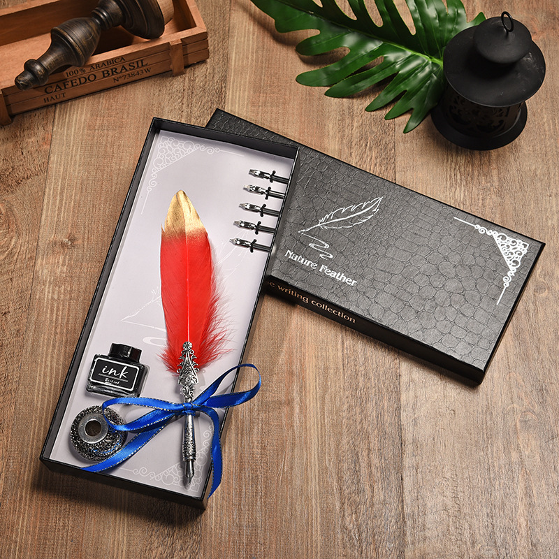 European Retro Feather Pen Suit Harry Potter Dipped in Water Signature Pen Gift Box Teacher's Day Gift Pen Wholesale