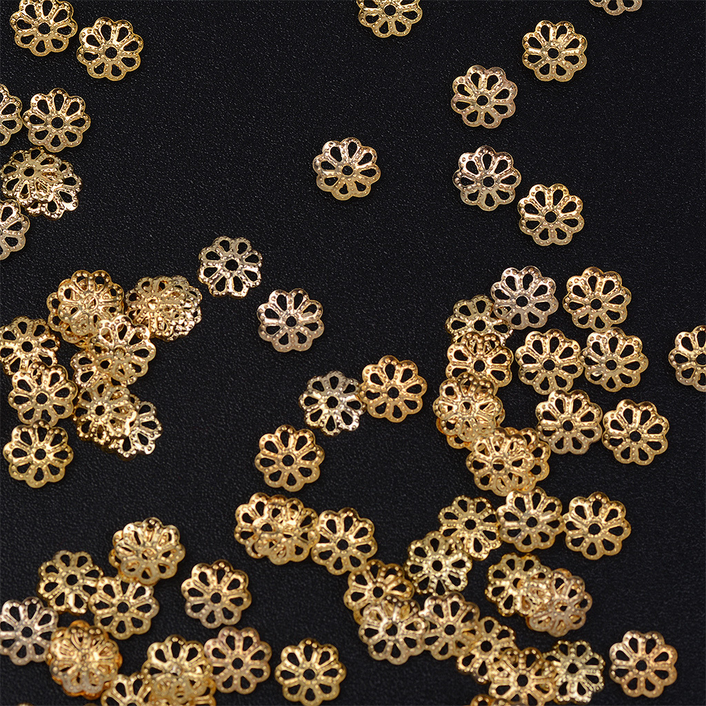 外贸饰品配件7mm镂空小花瓣花托500pcs/包批发