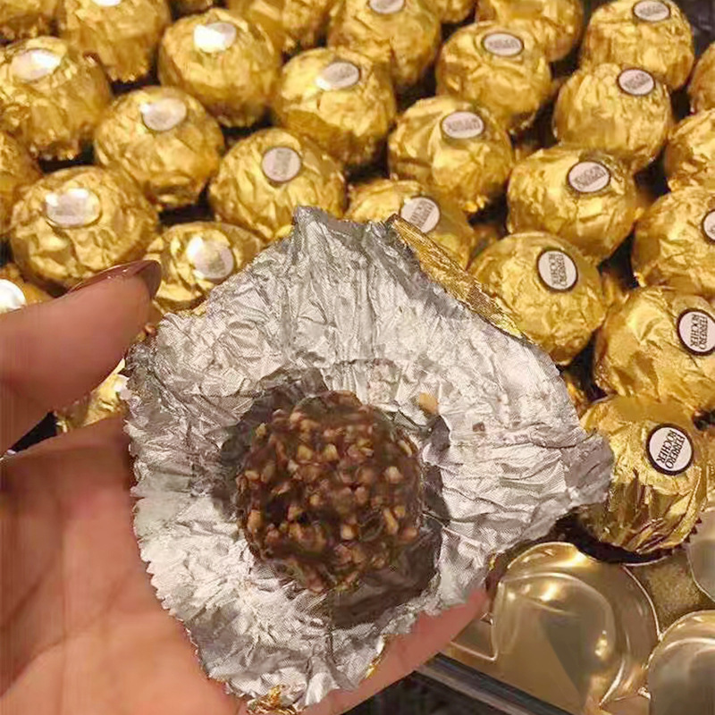 金莎巧克力芝麻丸包装纸金色细格纹包装铝箔纸巧克力包装锡纸批发