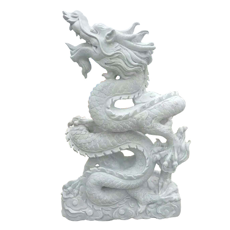 曲阳雕刻 汉白玉龙 二龙戏珠 大理石龙头雕塑 厂家石雕龙