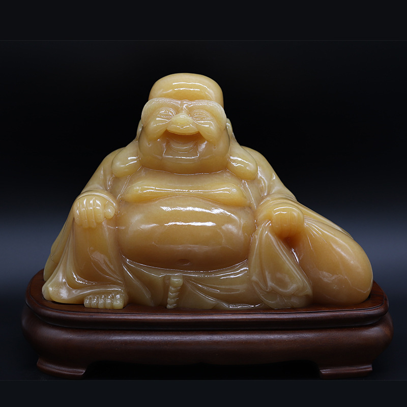 天然橘子红玉尼罗佛 笑面 布袋佛大摆件 玉器雕刻居家摆设-阿里巴巴