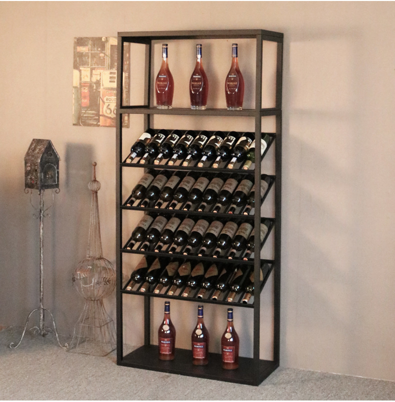 工业风复古酒庄落地酒架餐厅酒吧展示欧式酒柜家用客厅酒窖红酒架