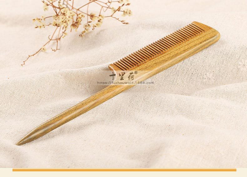 批发绿檀木梳子 yym1-10 细柄尖尾美发梳 檀香木梳 混批包邮