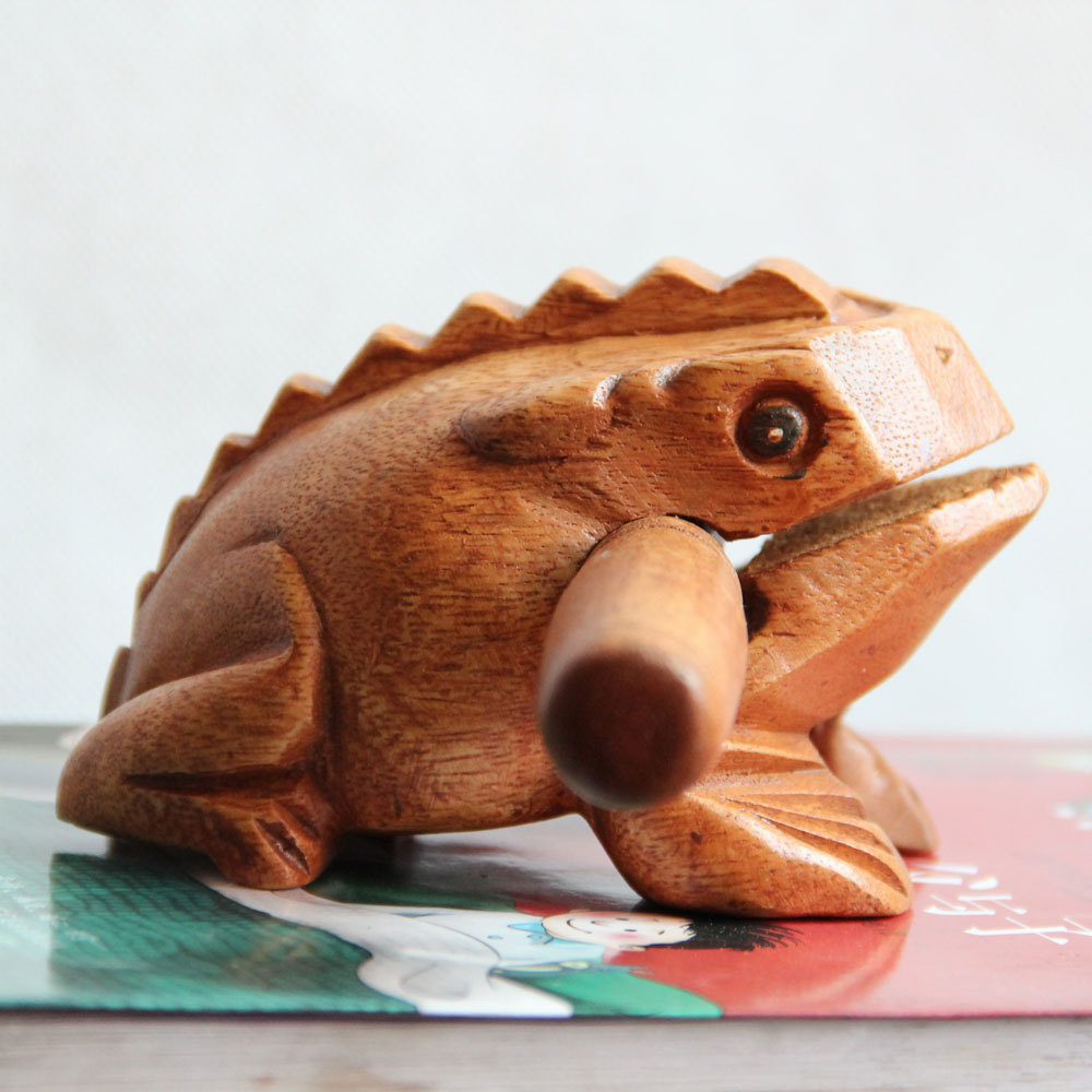 木质青蛙泰国招财蛙2号柚木招财蛙纪念品商铺超市摆件景区热卖