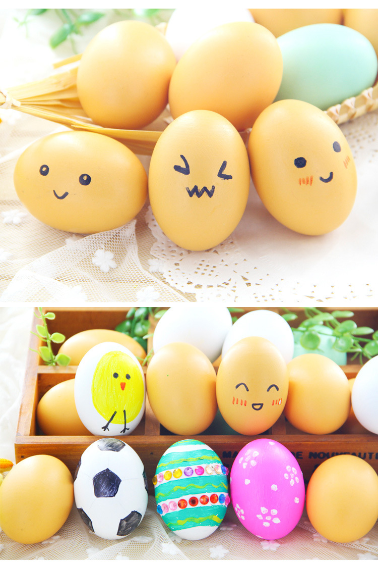 木制仿真鸡蛋实木 儿童过家家diy彩绘涂鸦复活节彩蛋手工蛋壳玩具