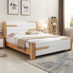 实木床1.8米双人大床1.5北欧原木现代简约主卧室家具婚床北欧床