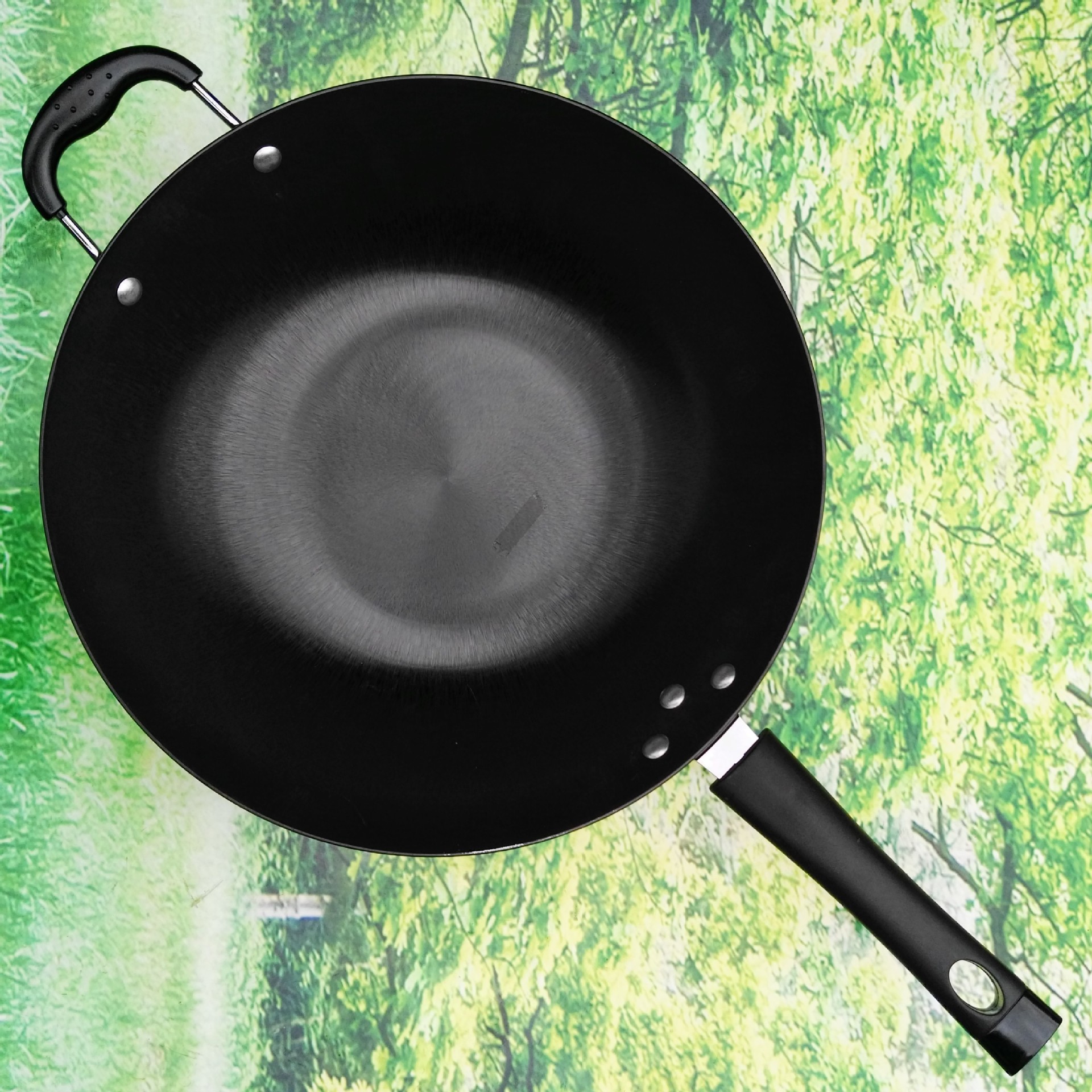 桥牌正品单手柄生铁炒铸铁锅电磁炉天然气通用平底无涂层炒锅批发