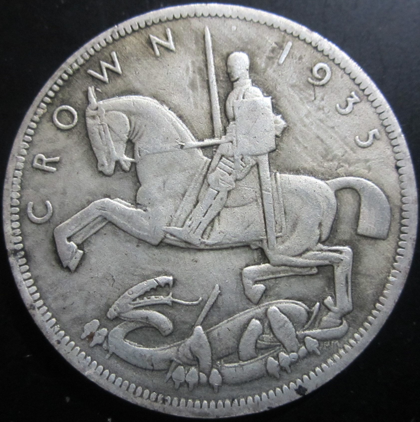 直径38mm仿古铜芯镀银银元crown 1935骑马图