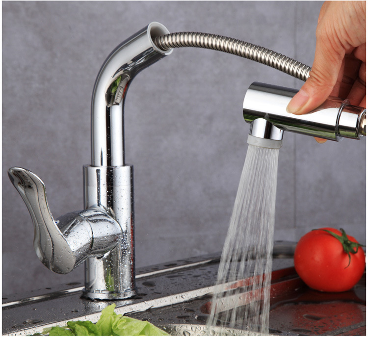 抽拉式水龙头厨房万向全铜冷热水洗菜盆水槽菜盆龙头可旋转家用