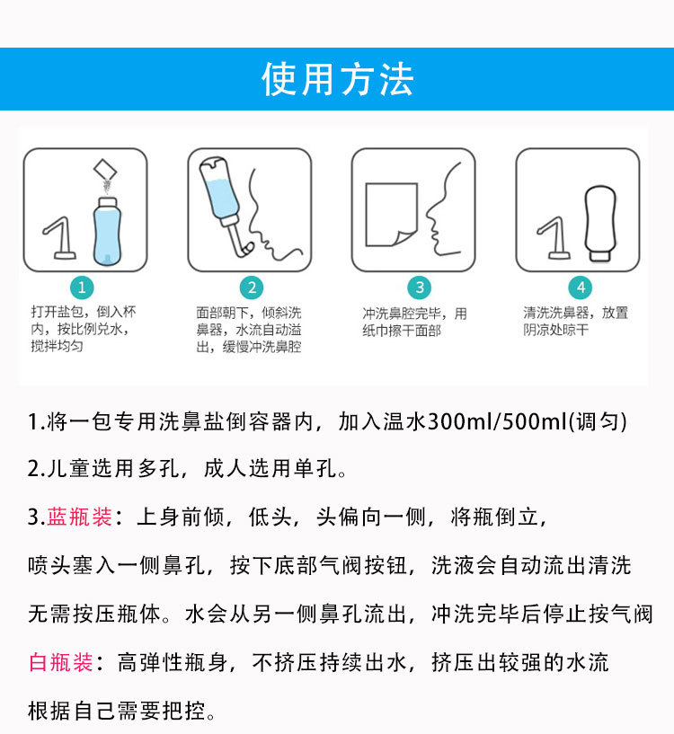 多功能手动洗鼻器 洗鼻壶 鼻炎冲洗器 鼻腔护理用品 一件代发
