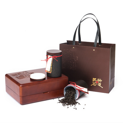 义统 品茗论道两罐装木盒 2生铁罐实木茶叶包装礼盒 高档礼盒
