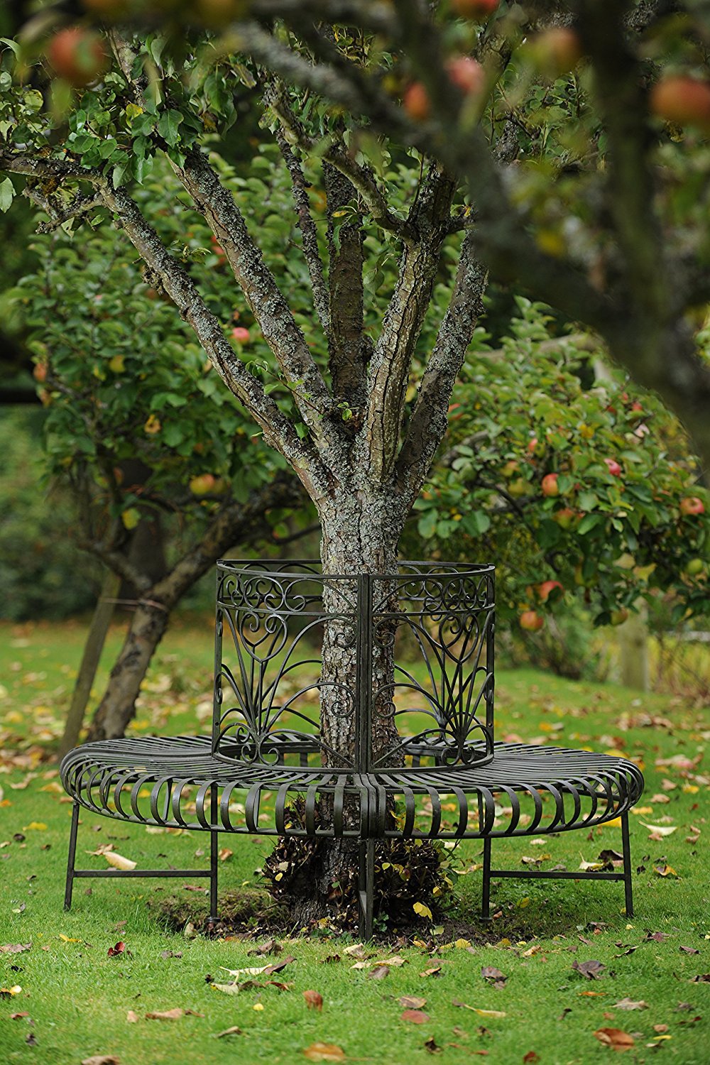 欧美简约风户外公园椅 铁艺树围椅树圈椅 户外休闲铁艺长椅6人位