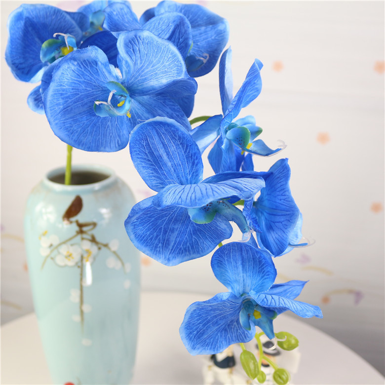 仿真花单枝8头大花蝴蝶兰 塑料哑光布丝花 家居室内装饰仿真花卉