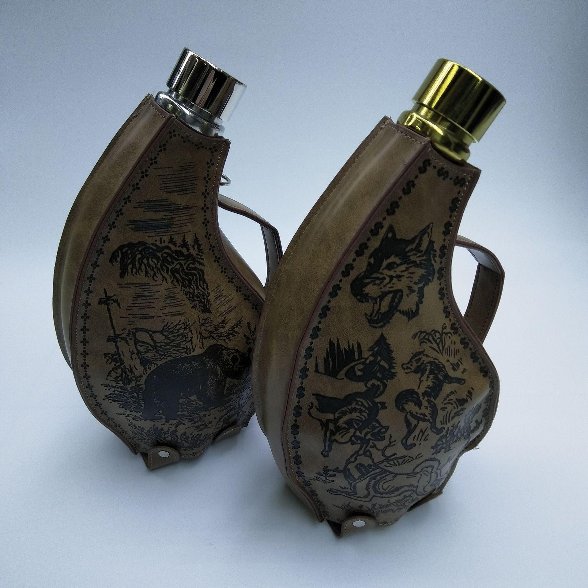 厂家不锈钢牛角酒壶,53oz三斤装不锈钢酒壶