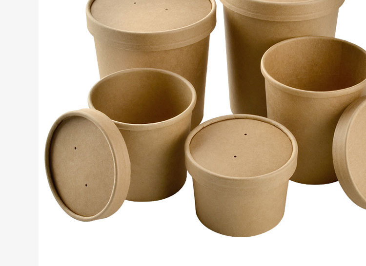 厂家牛皮纸汤碗一次性纸碗外卖打包快餐盒圆形汤盒汤杯定制批发