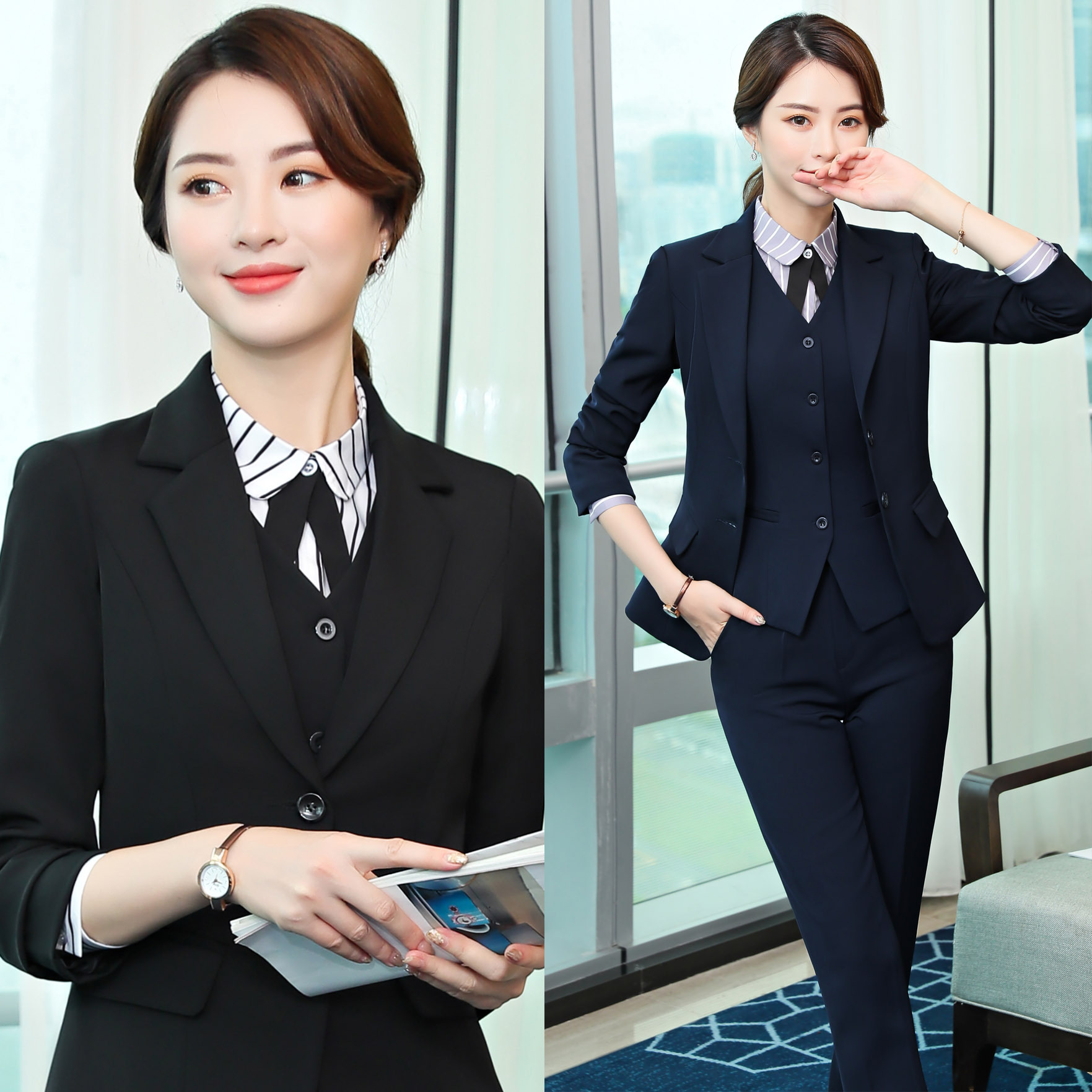 职业装女装套装三件套马甲ol面试正装西服工作服西装2018新款秋冬