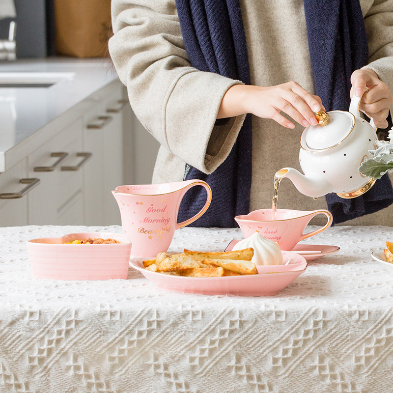 Nordic Gold Love Couple's Cups Coffee Milk Cup Mug Office Water Glass Breakfast Cup Afternoon Tea Set