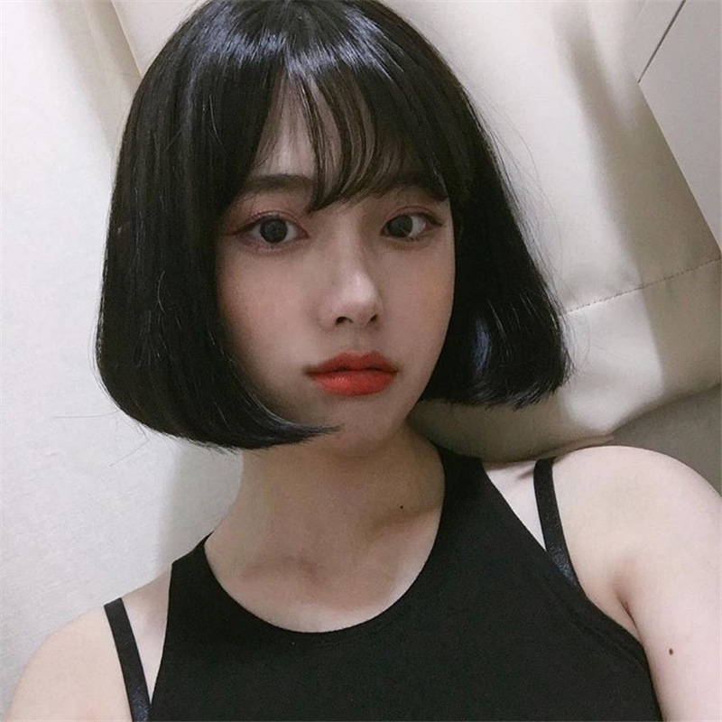 日韩假发女短直发内扣bobo头短发空气刘海可爱圆脸学生日常假发套