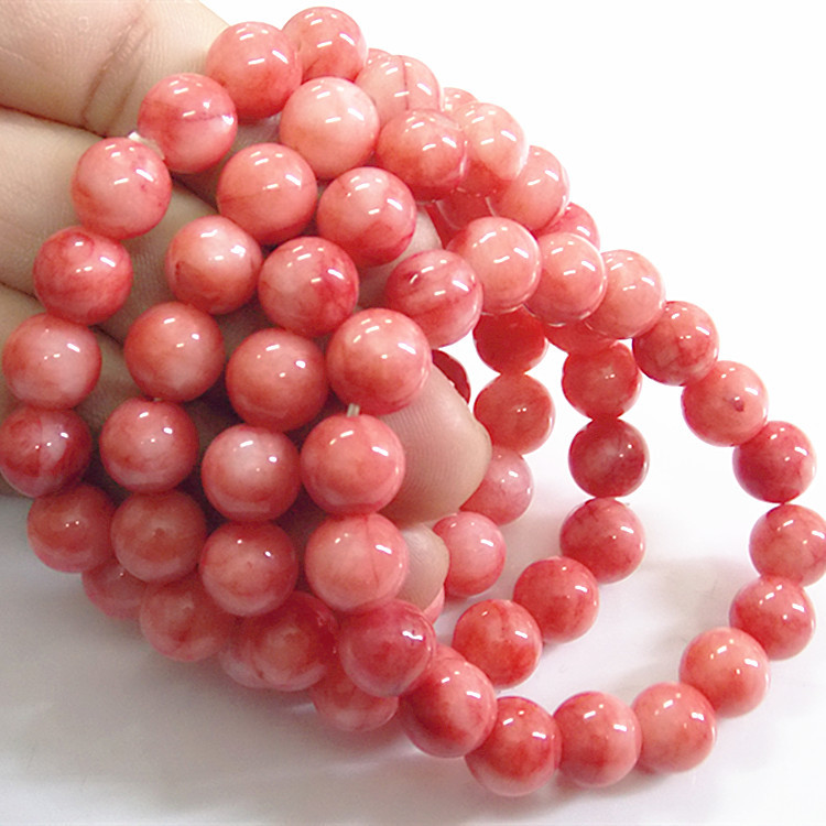 红纹石手串 冰种红纹石手链 条纹女王贝红润冰透爱情灵石10mm