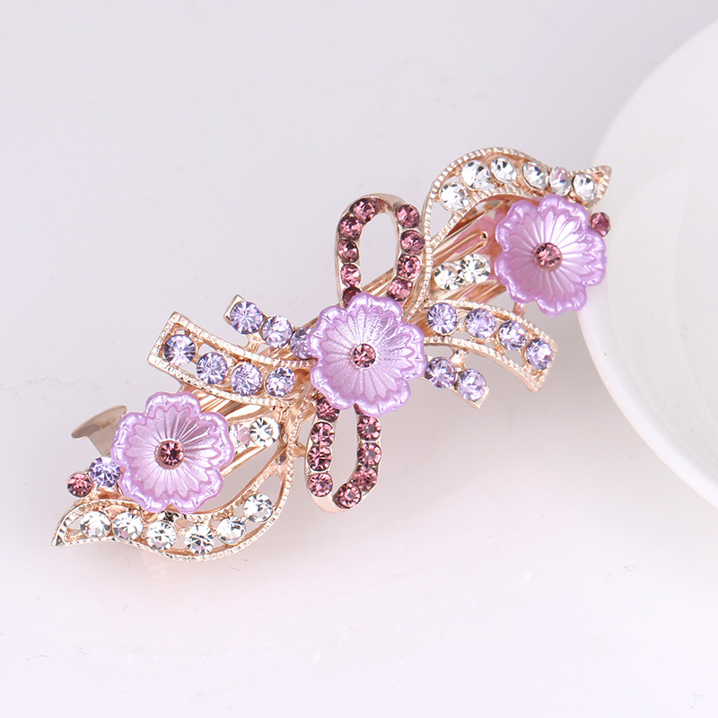 Rhinestone Bow Hairpin Headdress Large Pearl Shell Flower Spring Ponytail Clip Updo Hair Clip Hair Accessories Wholesale