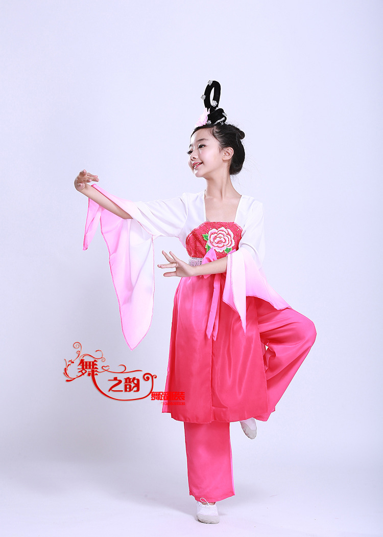 儿童桃夭妖演出服七仙女古装贵妃醉酒秧歌舞服装红豆古典舞蹈促销
