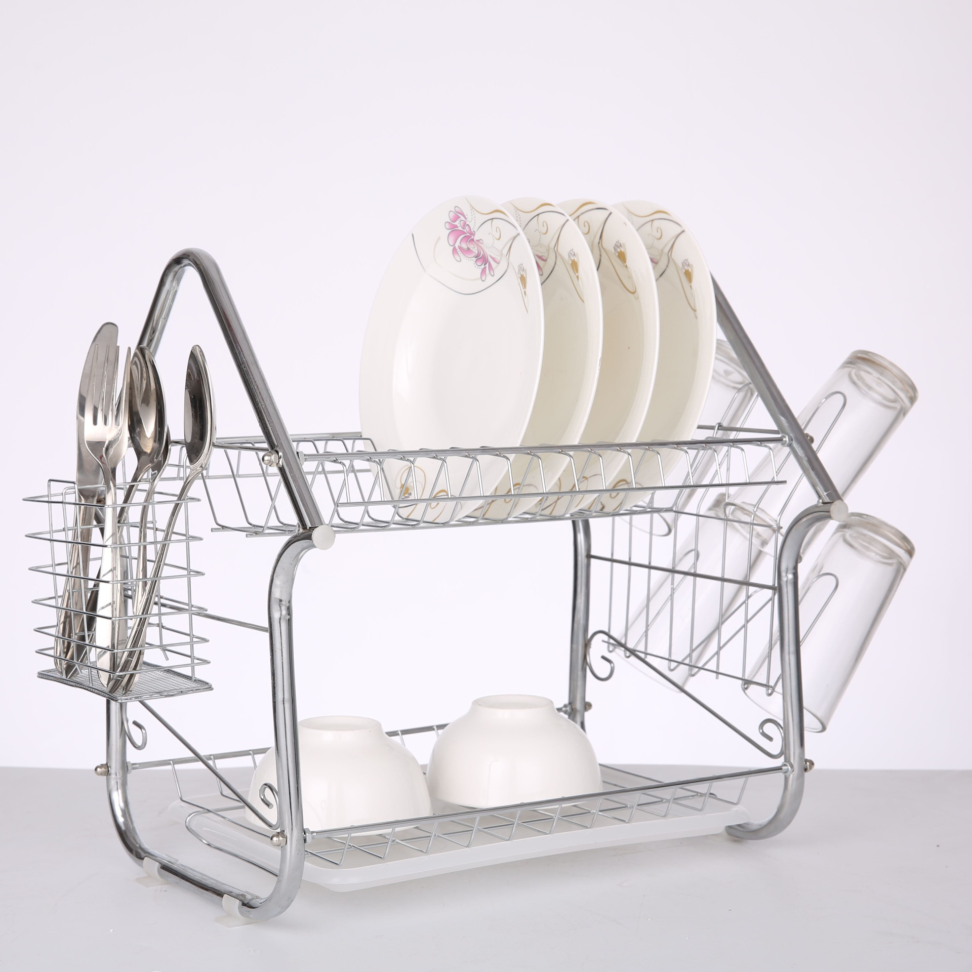 2019新款空管房型多功能碗碟架厨房碗筷收纳架沥水置物架批发