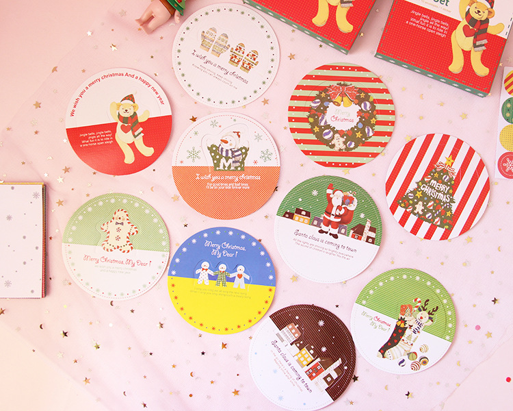 圣诞贺卡韩国创意可爱卡通图案祝福留言卡卡片贺卡 信封
