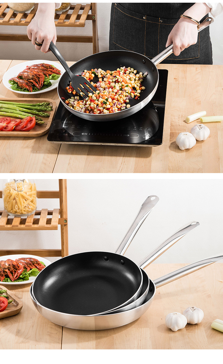 厂家铝制平底锅 家用不粘煎锅 加厚炒锅炒鼎煎鼎 电磁炉燃气炉用