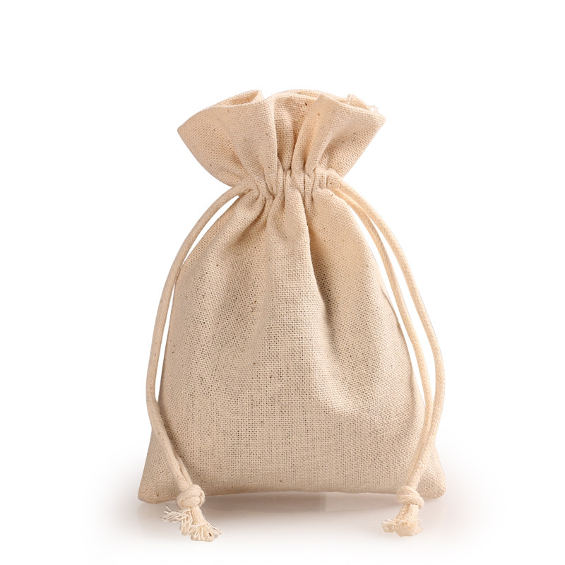 深圳厂家生产供应棉麻布束口袋高档棉麻布拉绳袋棉麻布礼品包装袋
