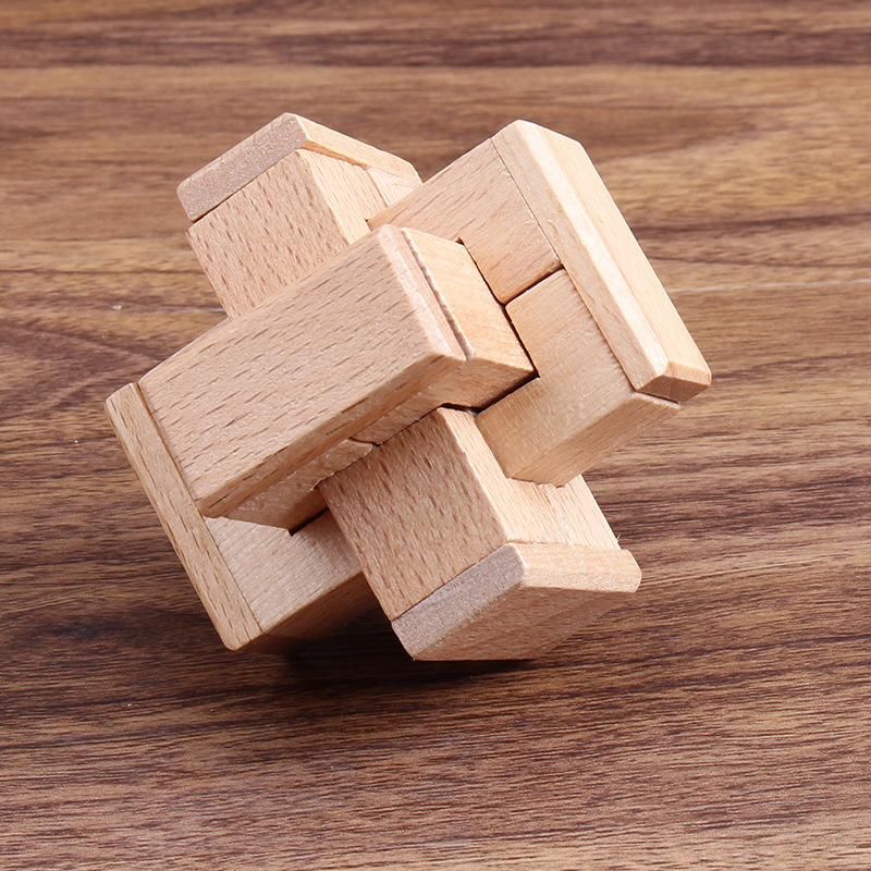 榉木心心相印 古典益智玩具孔明锁 趣味解锁礼物 取宝 十八罗汉