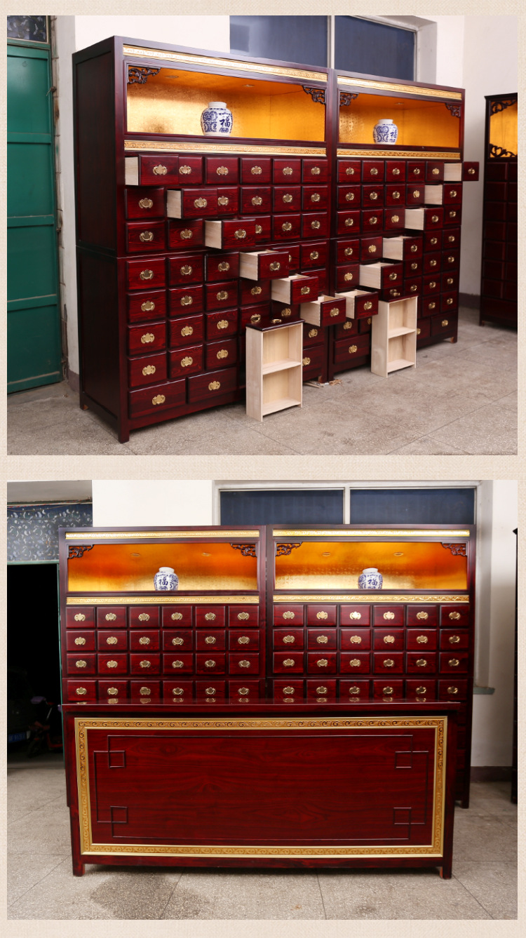 厂家销售现货医院药店实木中药柜仿古中草药展示柜 全实木中药柜