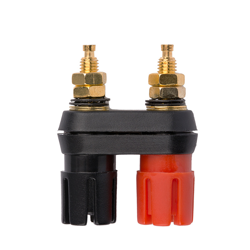 双位连体音响接线柱 音箱功放喇叭接线端子 4mm香蕉插座 红黑连体