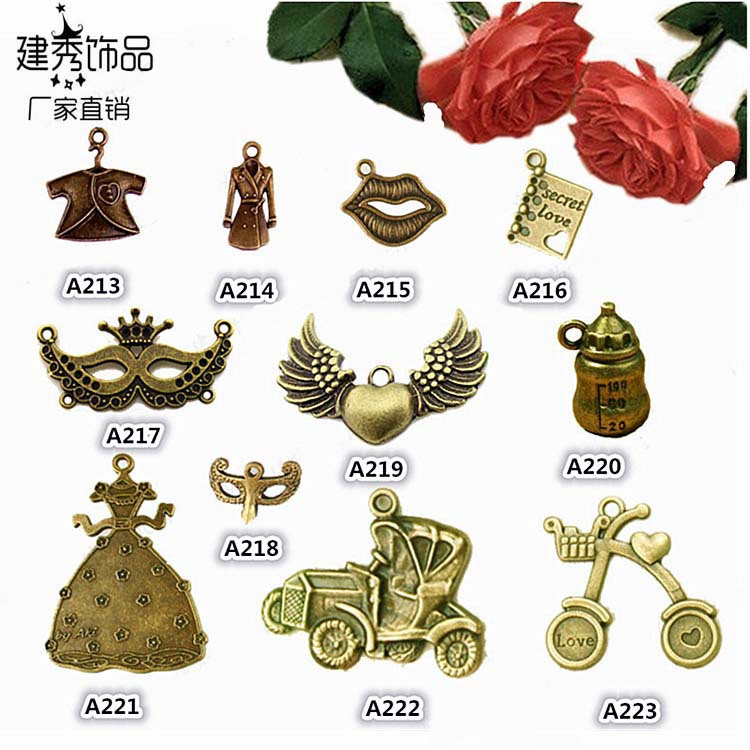 Creative Handmade Bronze Ornament Diy Vintage Metal Pendant Car/Skirt/Mask Wholesale 100 Pcs/Bag