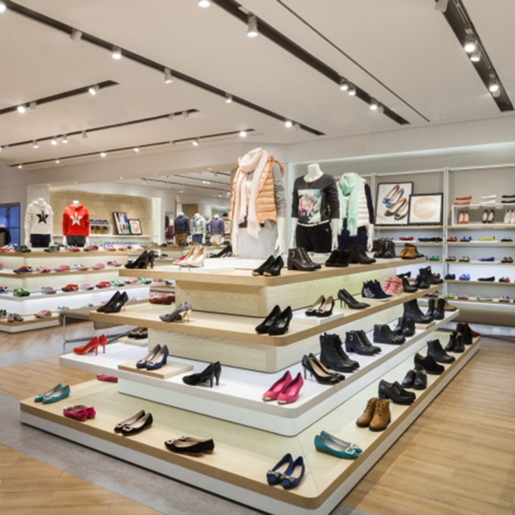 厂家定制商场服装店鞋子展示架上墙 创意鞋店鞋柜梯形 女鞋展示柜