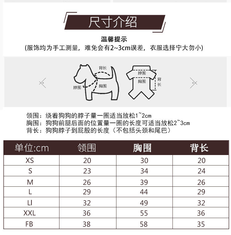 没有质量问题不退不换,不知道自己狗狗穿什么尺码的请询问客服之后拍