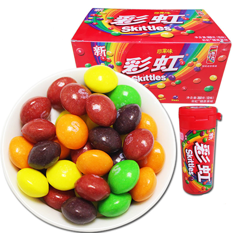 箭牌糖果 彩虹糖迷你筒装30克x12瓶360克整盒